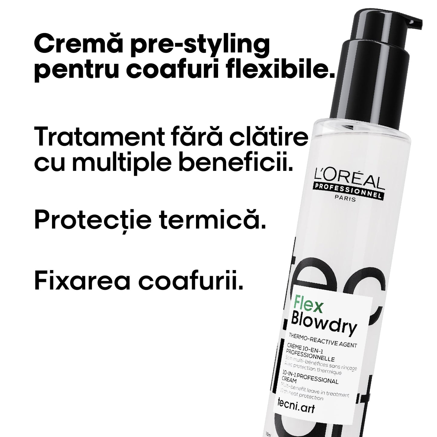 L’Oréal Professionnel Tecni.Art Flex Blowdry – Cremă Profesională Leave‑in 10‑în‑1 cu Protecție Termică, Fără Siliconi 190 ml