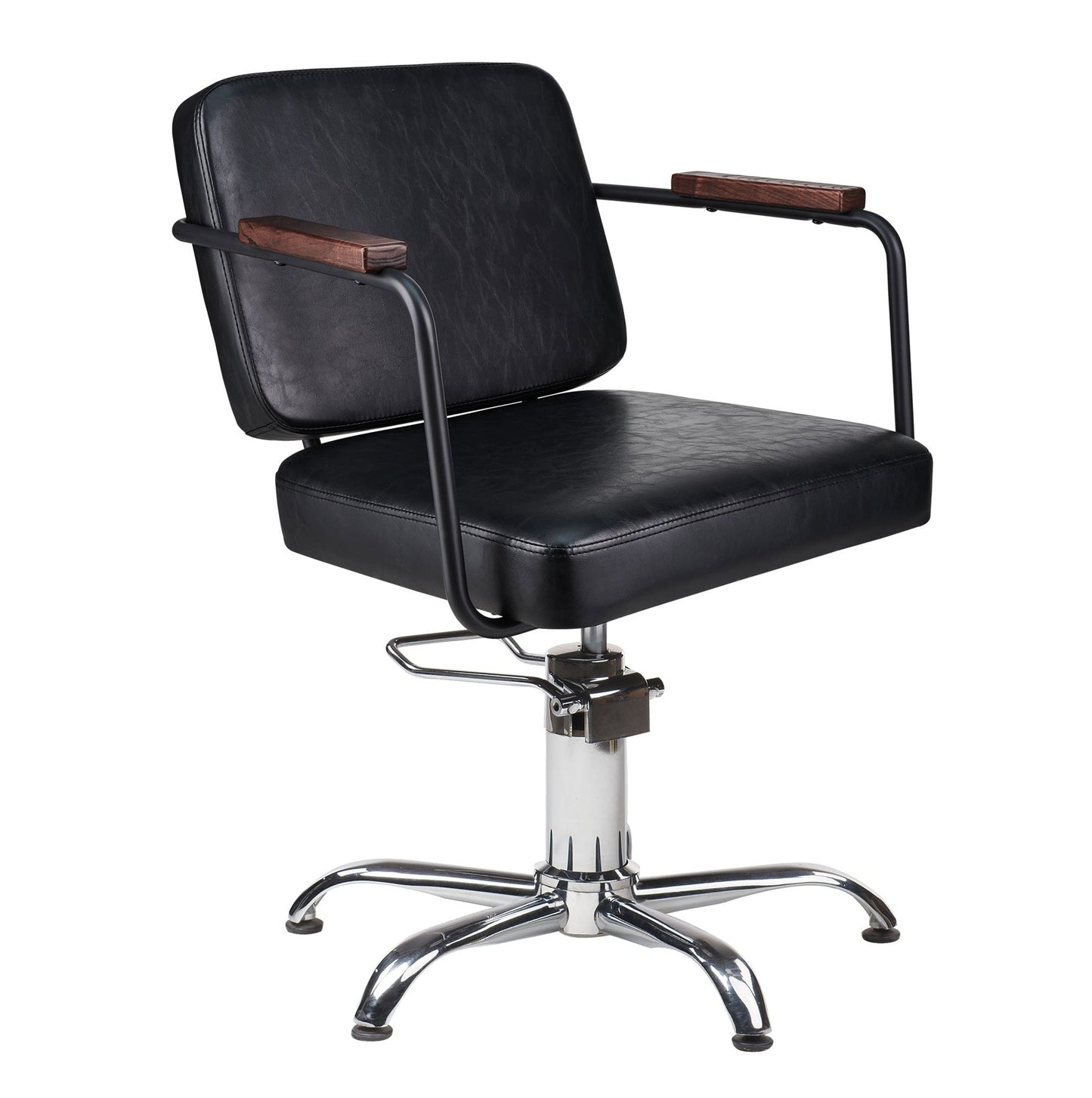 Ayala Enzo 01 – Scaun Profesional de Coafor Negru cu Picioare Negre, Design Boho pentru Salone Premium