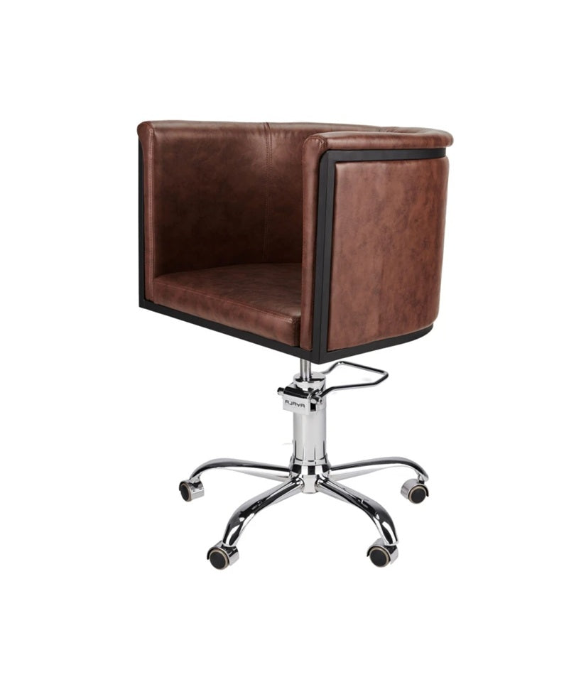 Ayala Gio 01 – Scaun de Coafor Maro cu Bază Cromată pe Roți