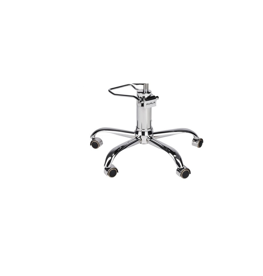 Ayala Loft 01 P-5 Scaun de Coafor Maro cu Bază pe Roti Cromate Argintii