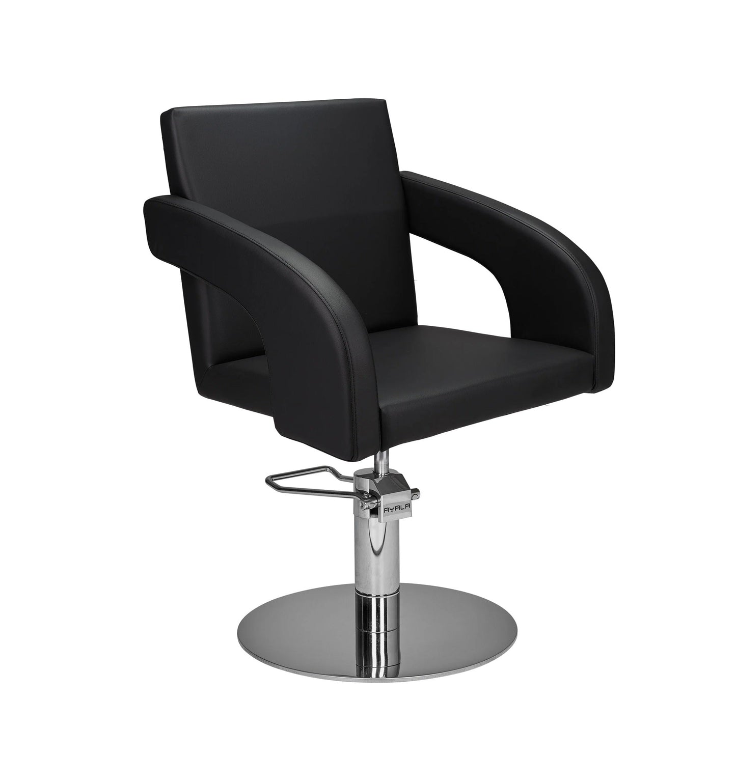 Ayala Tina 01 P-7 Scaun de Coafor Negru cu Bază Rotundă Argintie