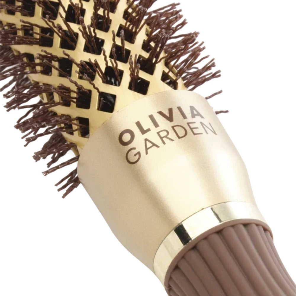 Olivia Garden Expert Blowout Speed XL Wavy Bristles Gold & Brown Perie Profesională pentru Blow-Dry Rapid 25