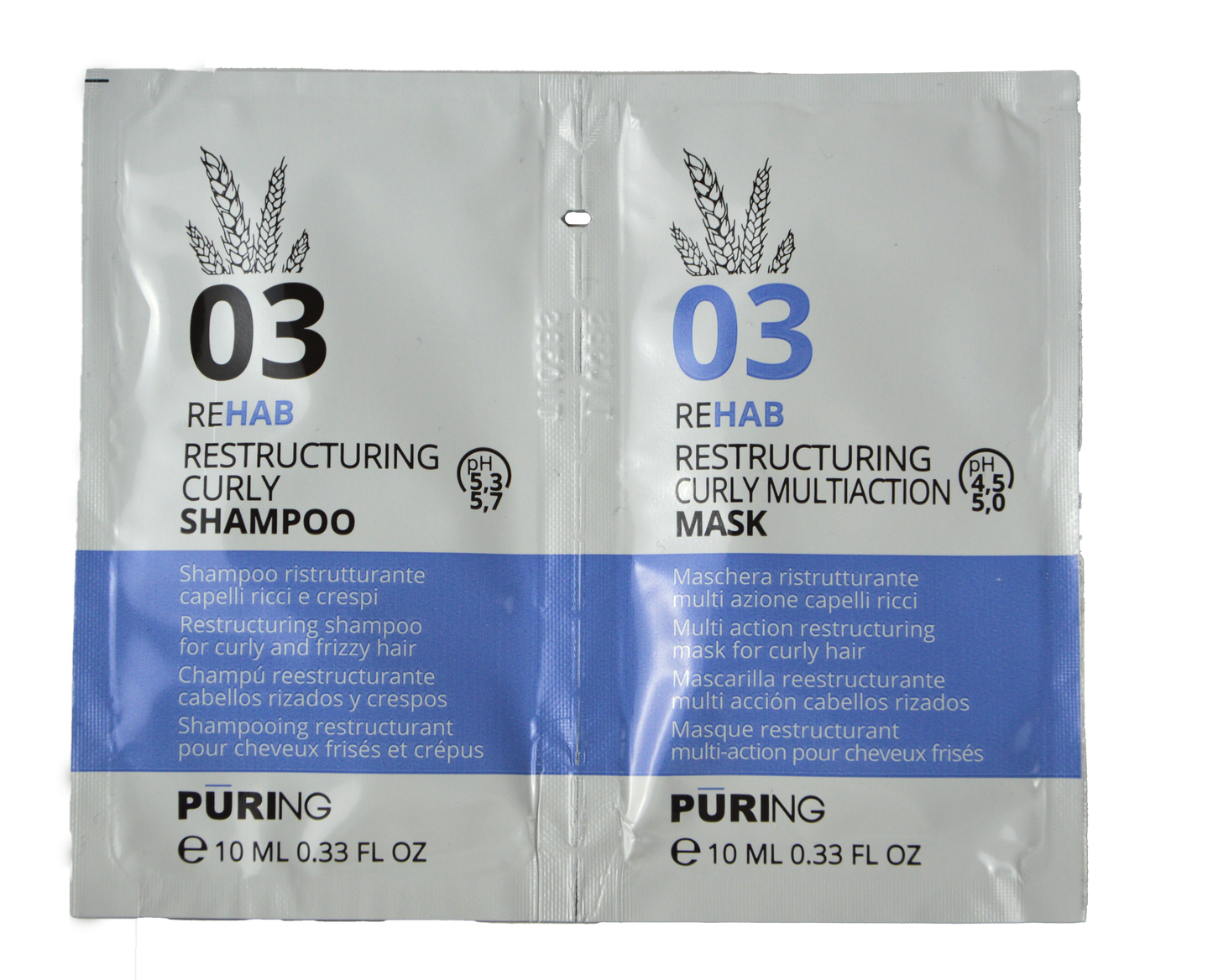 Puring Rehab Șampon și Mască Restructurantă pentru Păr Creț și Frizzy 10+10 ml