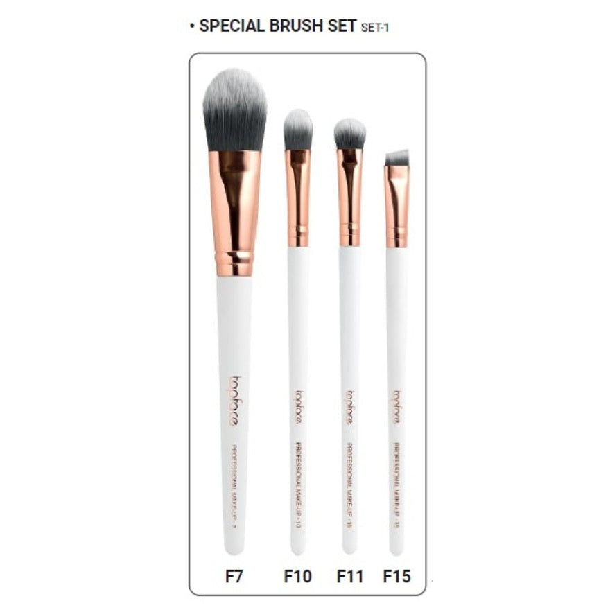 Topface Set de Pensule Speciale 4in1 – Fond de Ten, Corector, Fard, Sprâncene