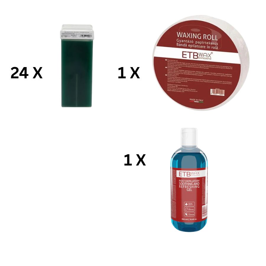 Pachet 24 bucati ceara verde cu aplicator lat 100ml