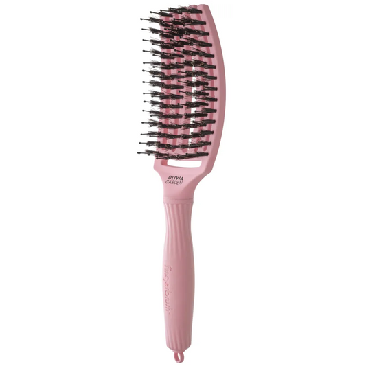Perie Profesională Curbată Din Păr De Mistreț Și Nailon Olivia Garden Fingerbrush Boar&Nylon ThinkPink 2024 Soft