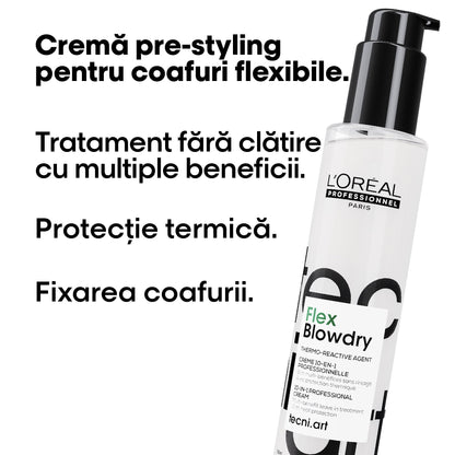 L’Oréal Professionnel Tecni.Art Flex Blowdry – Cremă Profesională Leave‑in 10‑în‑1 cu Protecție Termică, Fără Siliconi 190 ml
