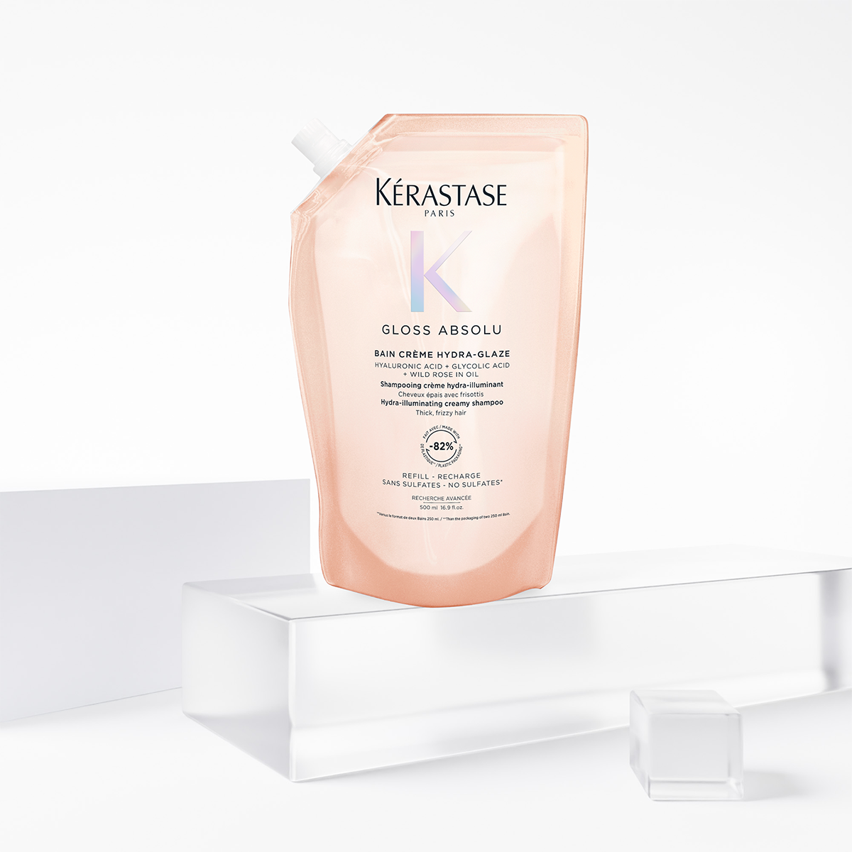 Kérastase Gloss Absolu Bain Crème Hydra‑Glaze – Șampon Hidratant pentru Păr Gros și Electric, Fără Sulfați, Strălucire Intensă