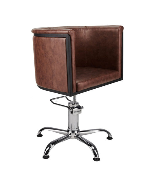 Ayala Gio 01– Scaun de Coafor Profesional Maro cu Bază Cromată și Picioare Negre