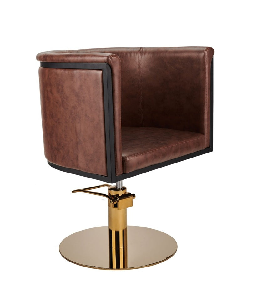 Ayala Gio G1 – Scaun de Coafor Maro cu Bază Aurie Rotundă