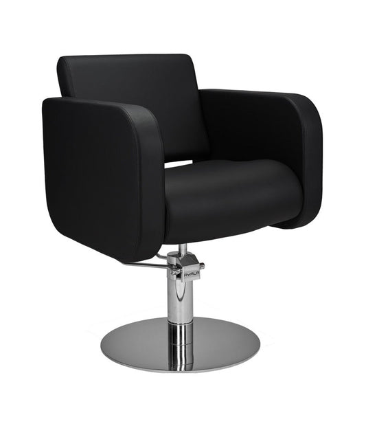 Ayala Globe 01 P-7 Scaun de Coafor Negru cu Cusătură Neagră și Bază Rotundă Argintie