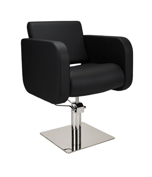 Ayala Globe 01 P-7 Scaun de Coafor Negru cu Cusătură Neagră și Bază Pătrată Argintie