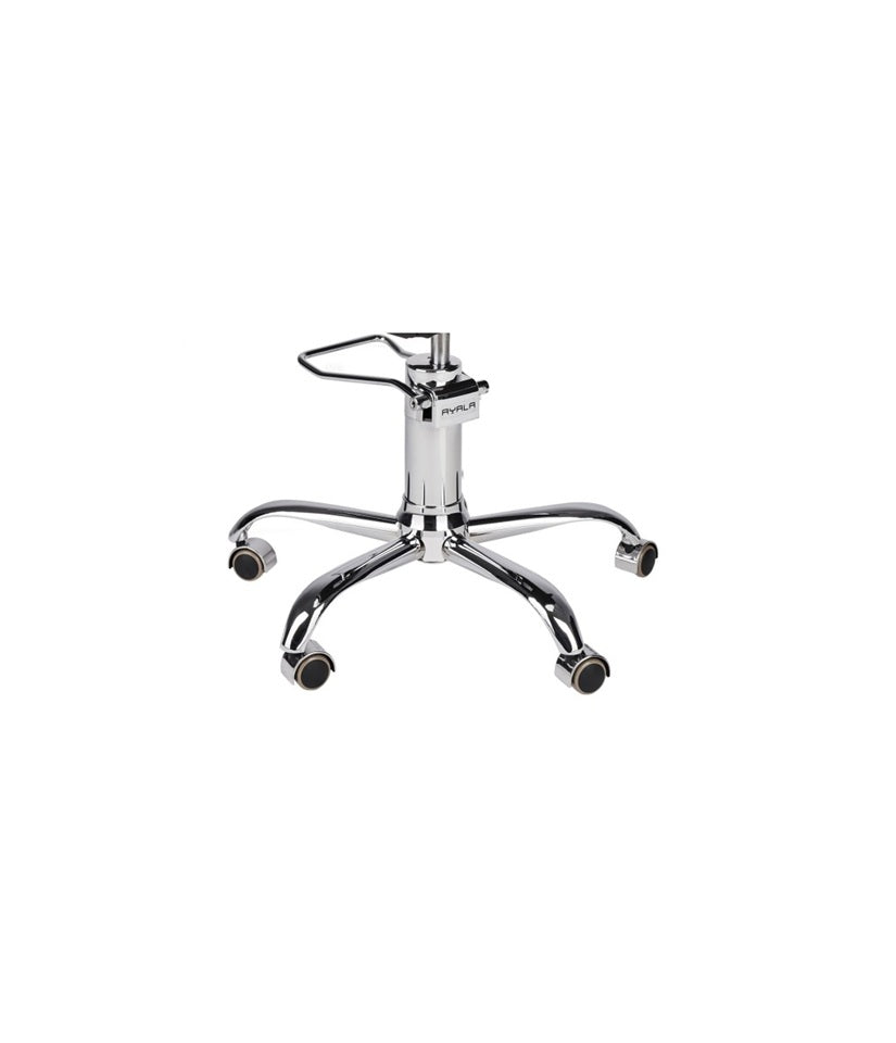 Ayala Globe 01 P-7 Scaun de Coafor Negru cu Cusătură Elegantă și Bază Mobilă pe Roți Argintii