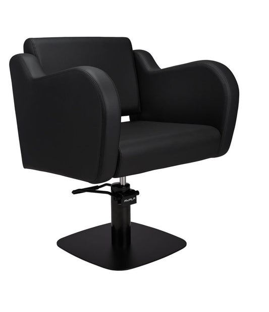 Ayala Holly C1 P-7 Scaun de Coafor Negru cu Cusături Fine Negre și Bază Pătrată Neagră