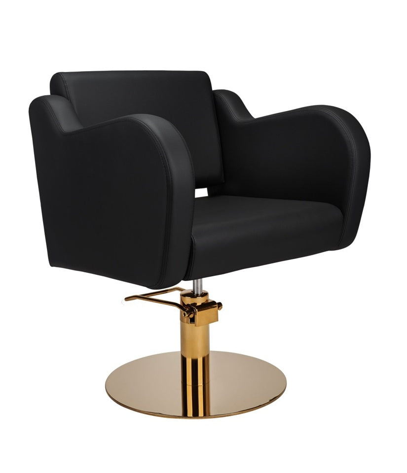 Ayala Holly G1 P-7 Scaun de Coafor Negru cu Cusături Fine și Bază Rotundă Aurie