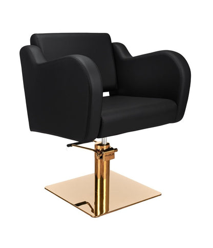 Ayala Holly G1 P-7 Scaun de Coafor Negru cu Cusături Fine Negre și Bază Pătrată Aurie