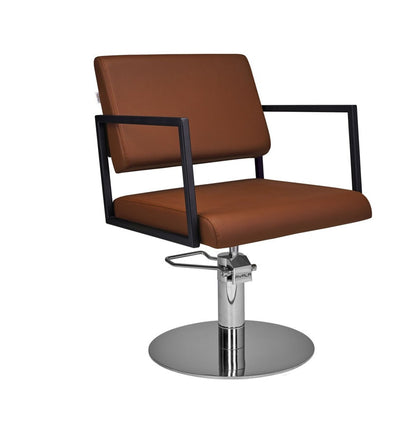 Ayala Loft 01 P-5 Scaun de Coafor Maro cu Bază Rotundă Argintie