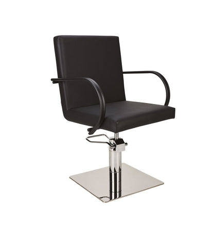 Ayala Pik 01 P-7 Scaun de Coafor Negru cu Bază Pătrată Argintie