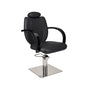 Ayala Toledo 01 P-7 Scaun de Coafor cu Tetieră, Cotiere Lăcuite Negru și Bază Pătrată Argintie