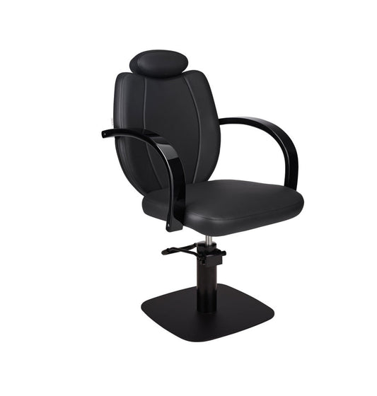 Ayala Toledo C1 P-7 Scaun de Coafor cu Tetieră, Cotiere Lăcuite Negru și Bază Pătrată Neagră
