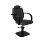 Ayala Toledo C1 P-7 Scaun de Coafor cu Tetieră, Cotiere Lăcuite Negru și Bază Pătrată Neagră