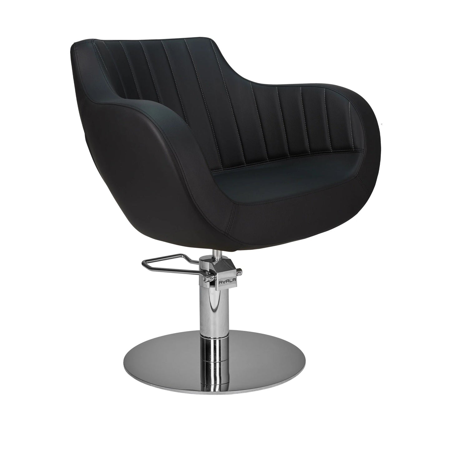 Ayala Thomas P 01 P-7 – Scaun de Coafor Premium cu Cusături Verticale Fine și Bază Rotundă Argintie