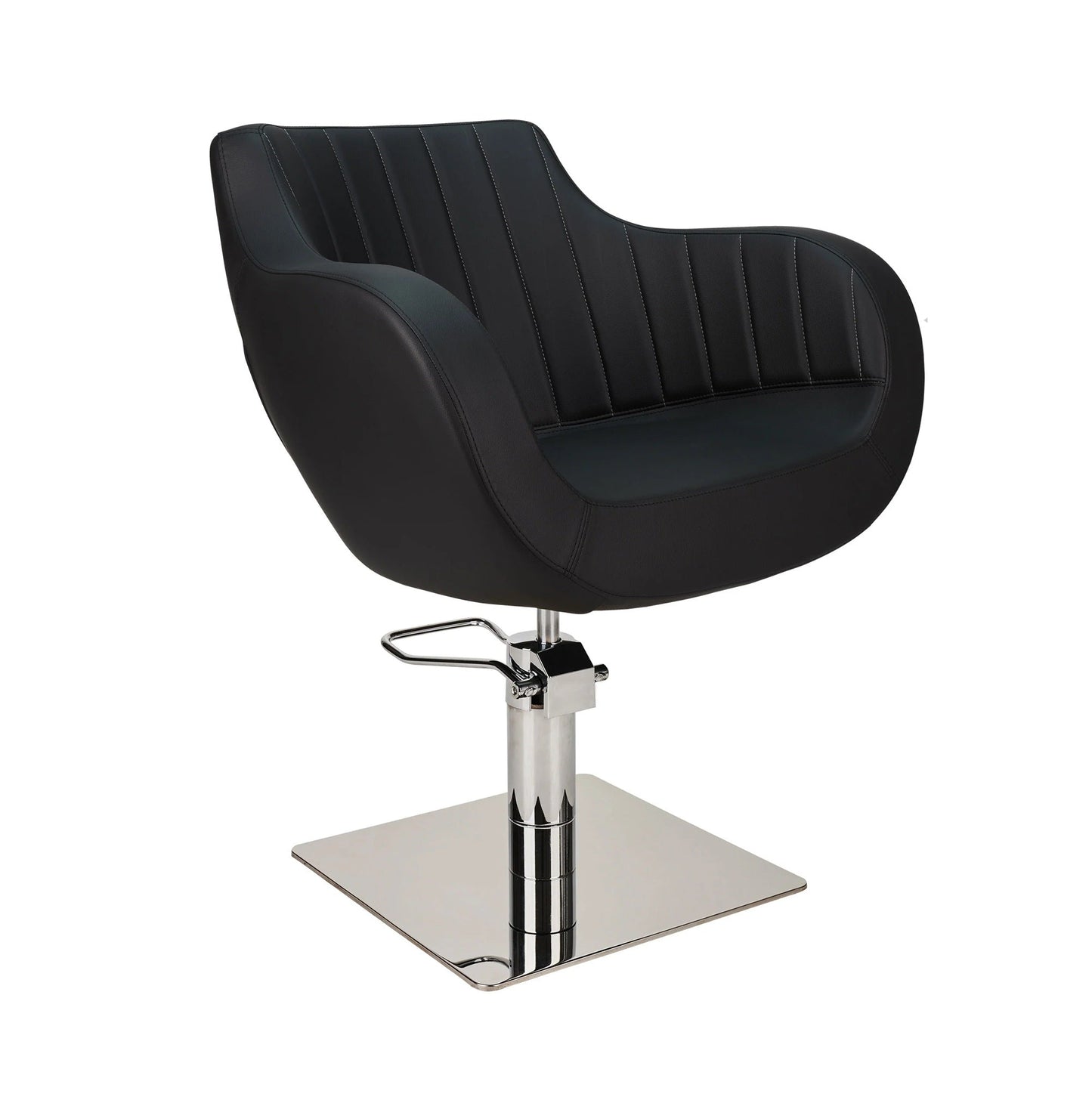 Ayala Thomas P 01 P-7 – Scaun de Coafor Premium cu Cusături Verticale Fine și Bază Pătrată Argintie