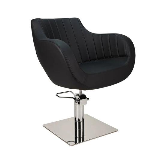 Ayala Thomas P 01 P-7 – Scaun de Coafor Premium cu Cusături Verticale Fine și Bază Pătrată Argintie