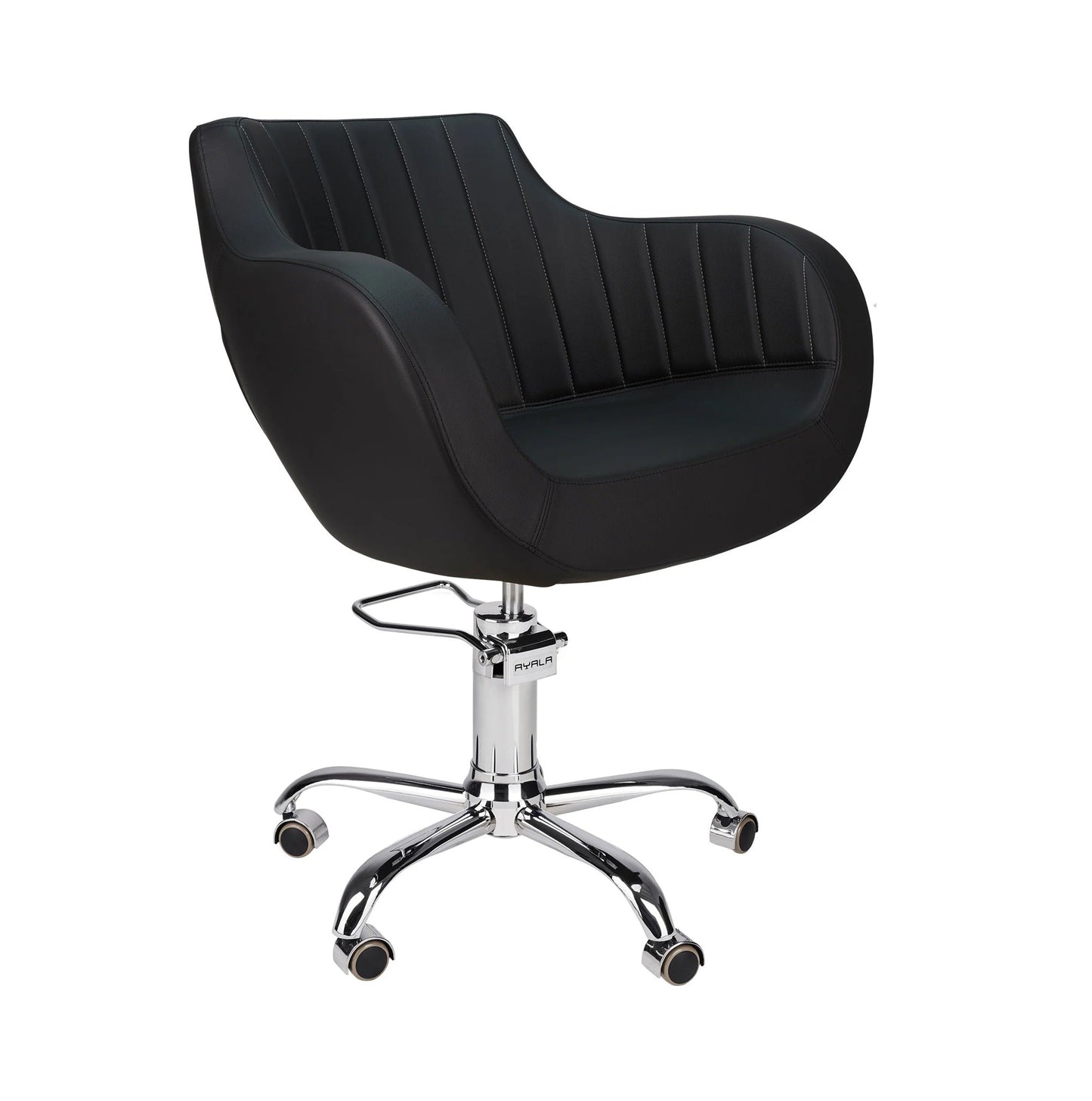 Ayala Thomas P 01 P-7 – Scaun de Coafor Premium cu Cusături Verticale Fine și Bază pe Roți Argintii