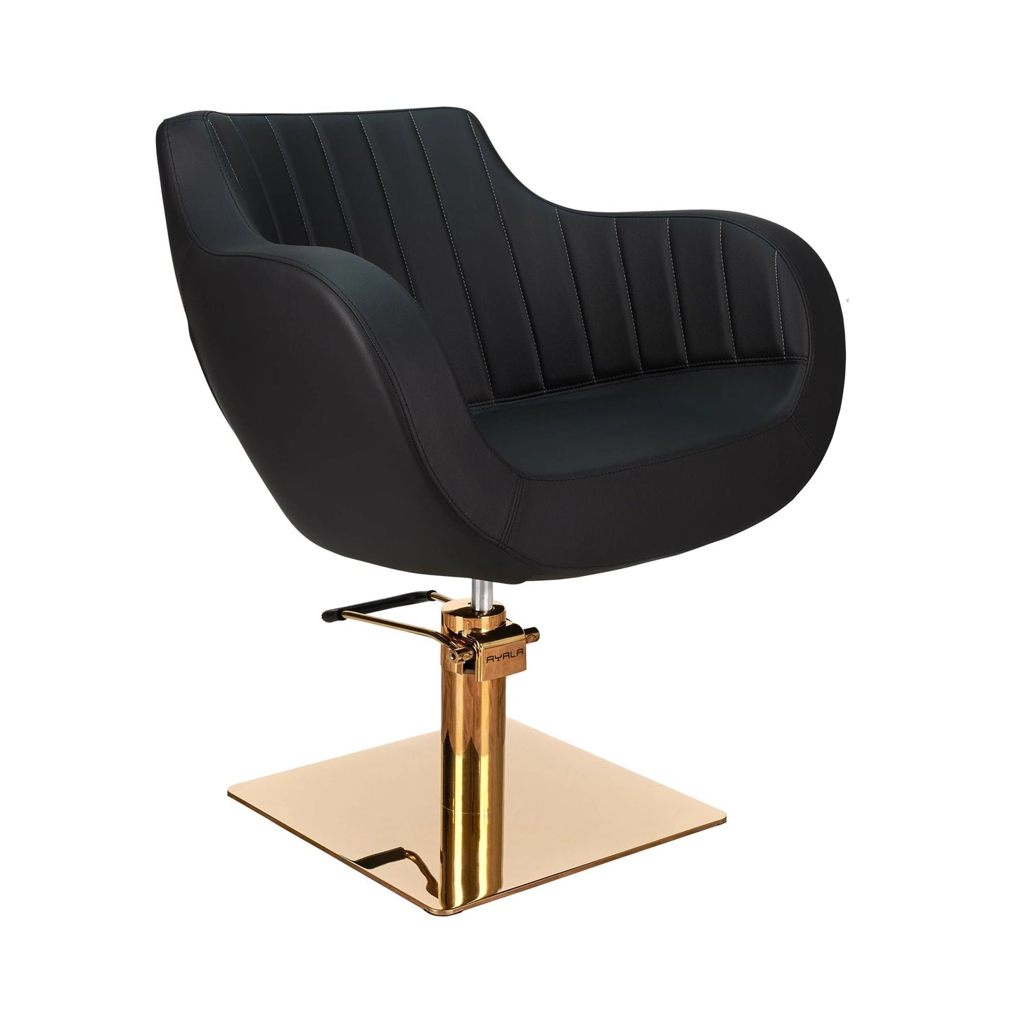 Ayala Thomas G1 P-7 – Scaun de Coafor Premium cu Cusături Verticale Fine și Bază Pătrată Aurie