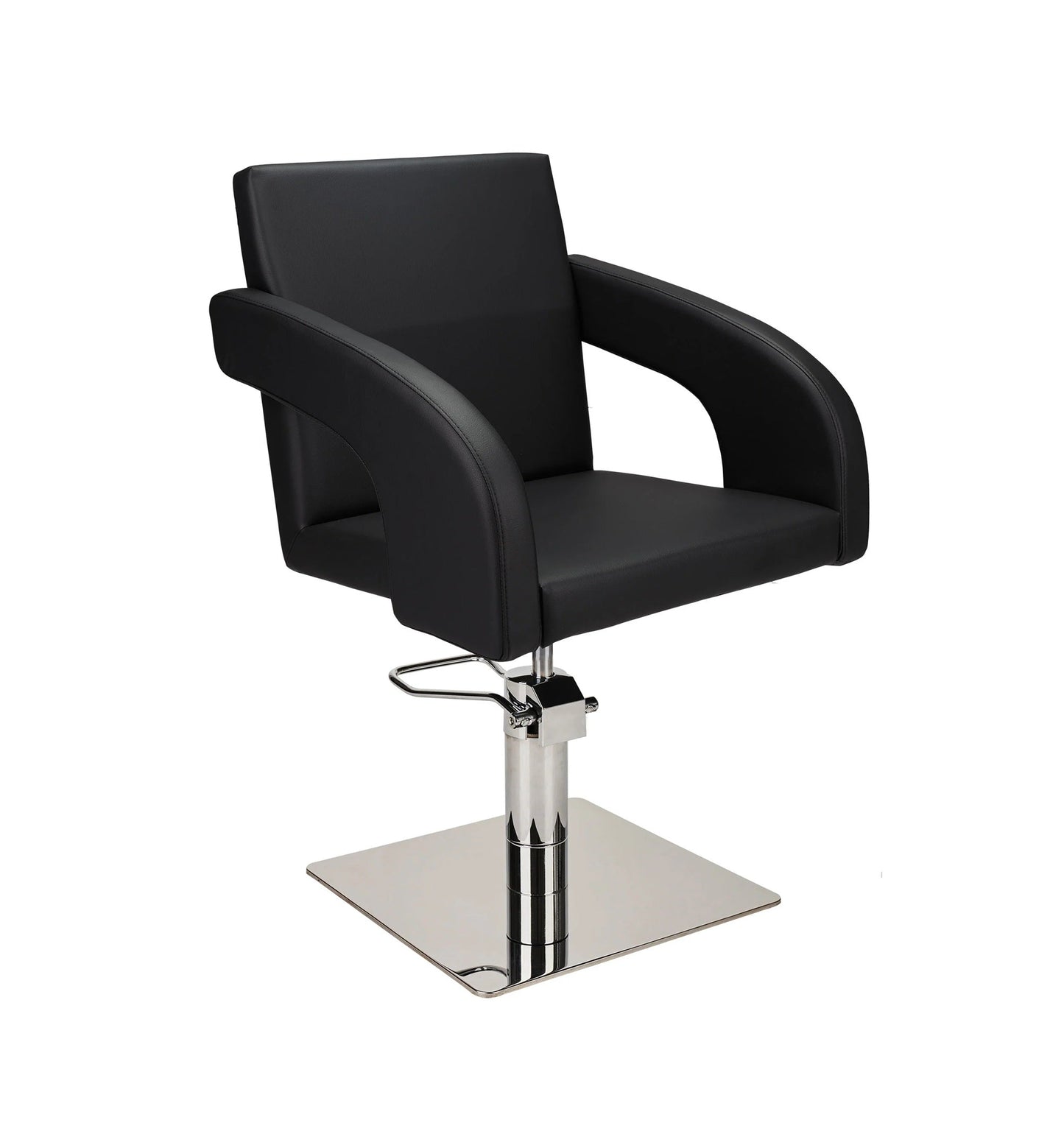 Ayala Tina 01 P-7 Scaun de Coafor Negru cu Bază Pătrată Argintie