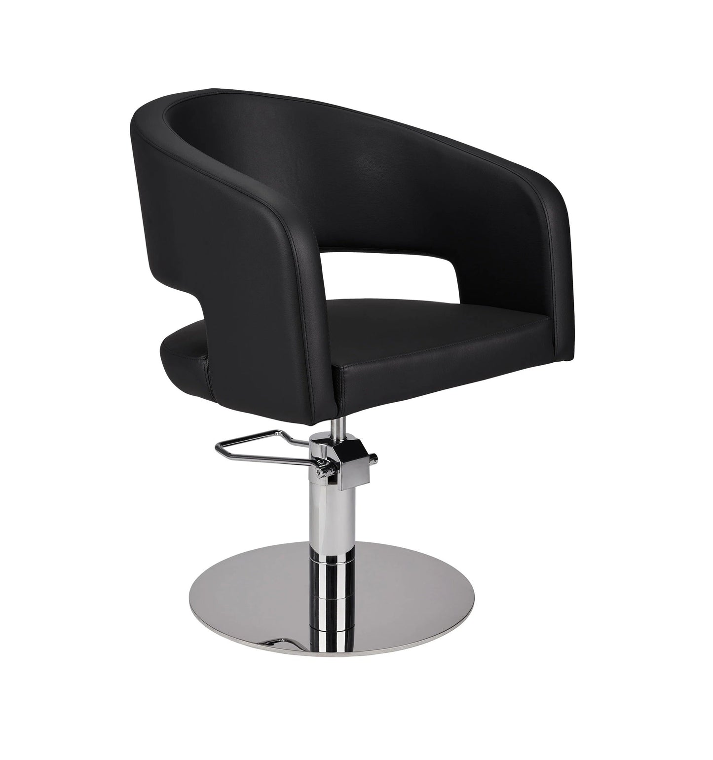 Ayala Zoe 01 P-7 Scaun de Coafor Negru cu Bază Rotundă Argintie