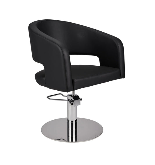 Ayala Zoe 01 P-7 Scaun de Coafor Negru cu Bază Rotundă Argintie