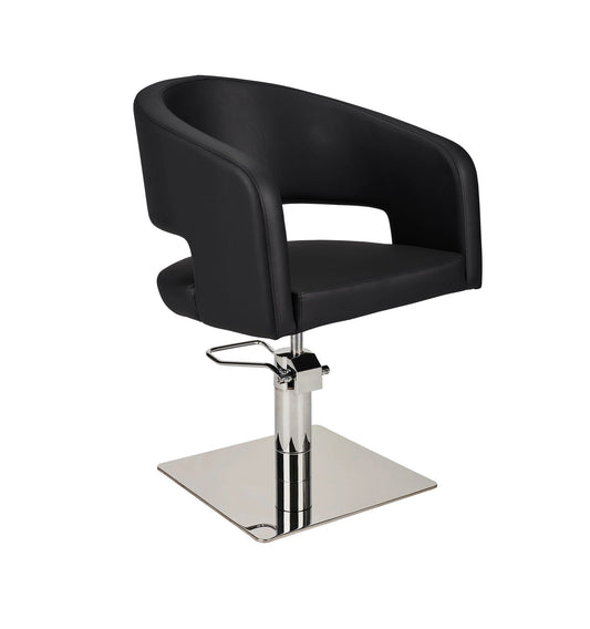 Ayala Zoe 01 P-7 Scaun de Coafor Negru cu Bază Pătrată Argintie