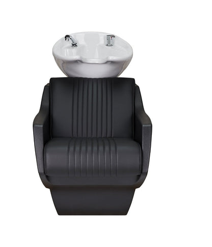 Ayala Techno P-7 Unitate de Spălare Neagră cu Cusături Verticale și Chiuvetă Albă