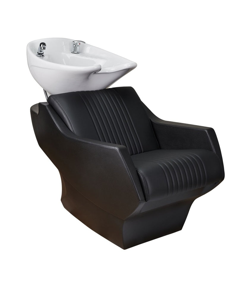 Ayala Techno P-7 Unitate de Spălare Neagră cu Cusături Verticale și Chiuvetă Albă