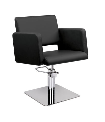 Ayala Lea 01 P-7 Scaun de Coafor Negru cu Bază Pătrată Cromată Argintie