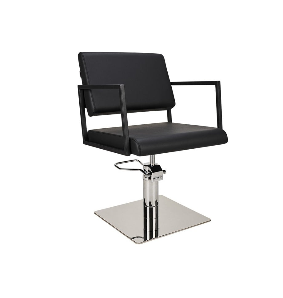 Ayala Loft 01 P-7 Scaun de Coafor Negru cu Bază Pătrată Argintie