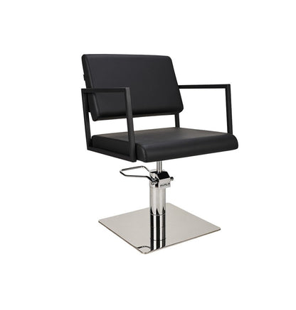 Ayala Loft 01 P-7 Scaun de Coafor Negru cu Bază Pătrată Argintie