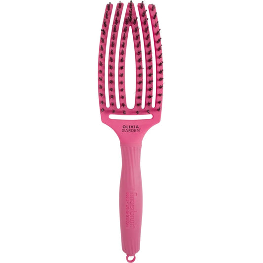 Olivia Garden Fingerbrush Care Iconic Hot Pink M – Perie Profesională pentru Păr cu Peri de Mistreț și Nylon