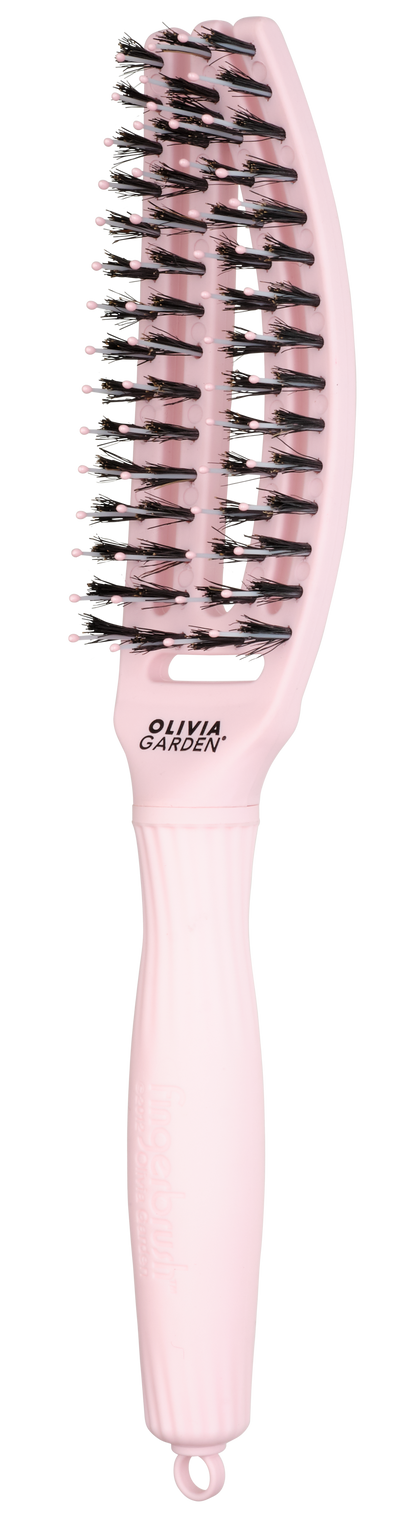 Olivia Garden Fingerbrush Care Iconic Boar & Nylon – Roz pastel S – Pieptene profesional pentru descâlcire fără durere și păr strălucitor