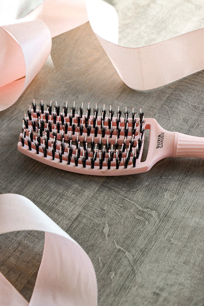 Olivia Garden Fingerbrush Boar & Nylon Pastel Pink – Display Profesional cu 12 Perii pentru Descurcare Ușoară și Strălucire Naturală