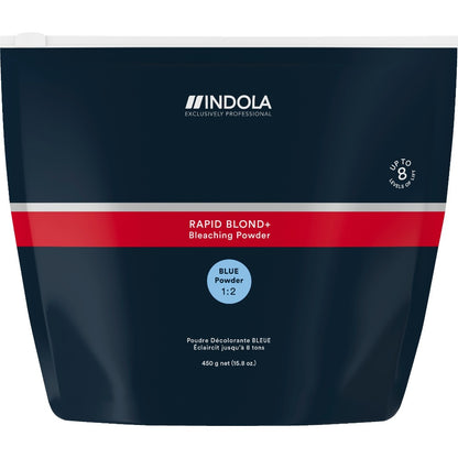 Indola Rapid Blond+ Blue Pudră Decolorantă Albastră 450g – Decolorare Profesională cu Deschidere de Până la 8 Tonuri