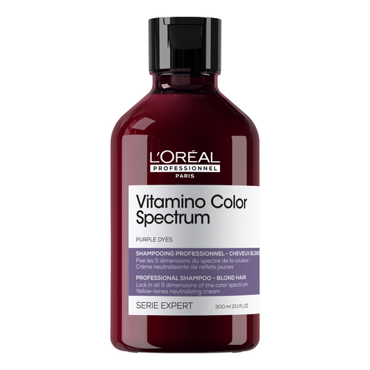 L’Oréal Professionnel Vitamino Color Spectrum Purple 300ml – Șampon Neutralizator pentru Păr Blond și Decolorat, Strălucire și Protecție a Culorii