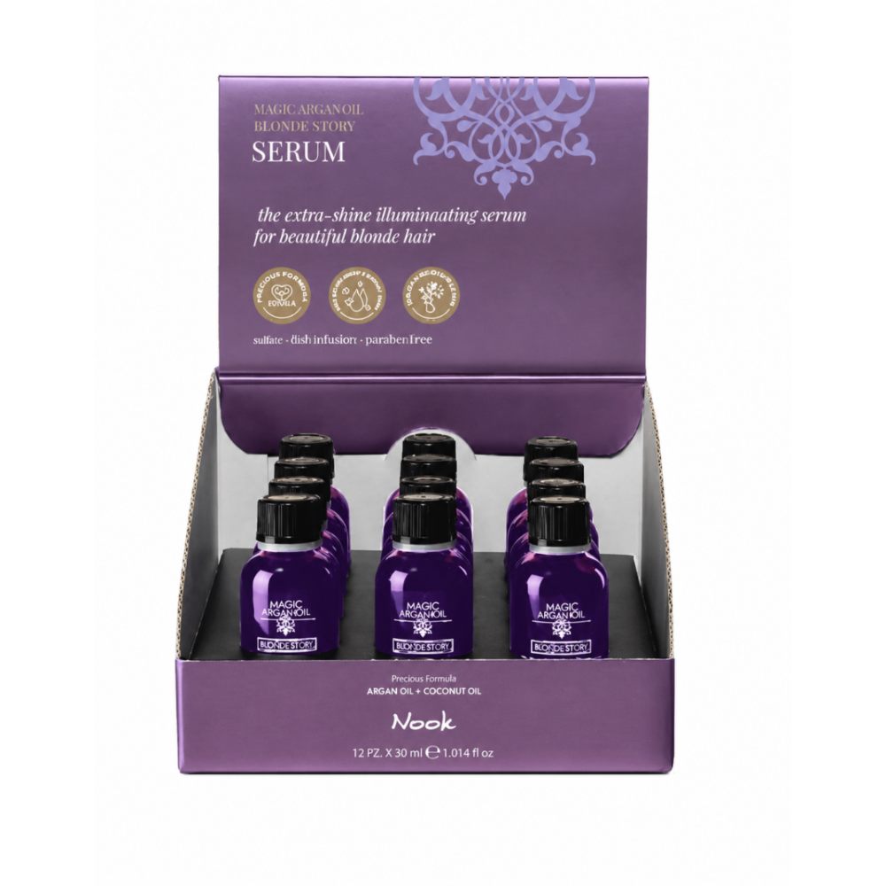 Nook Magic Argan Oil Blonde Story Display Ser Iluminator pentru Păr Blond 12×30ml