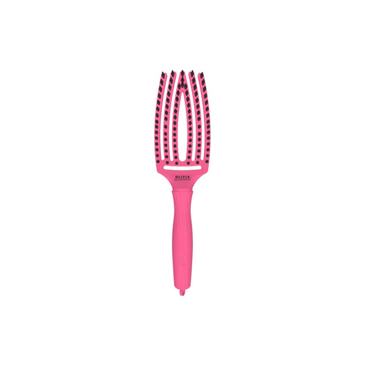 Olivia Garden Fingerbrush Combo Hot Pink – Perie Curbată Profesională cu Peri Mistreț & Nylon