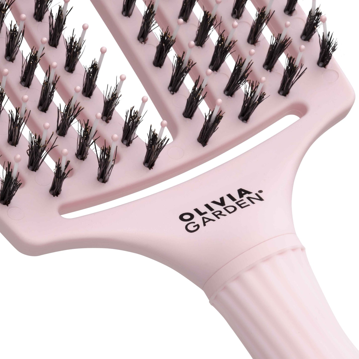 Olivia Garden Fingerbrush Boar & Nylon Pastel Pink – Display Profesional cu 12 Perii pentru Descurcare Ușoară și Strălucire Naturală