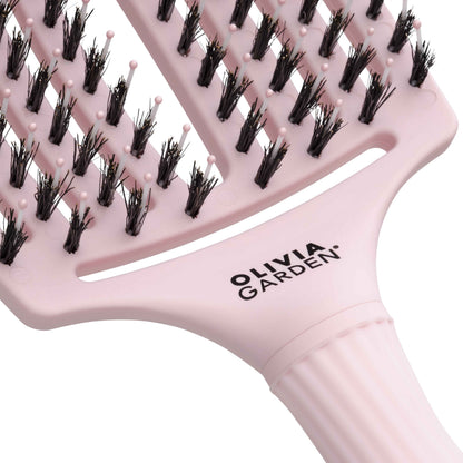 Olivia Garden Fingerbrush Boar & Nylon Pastel Pink – Display Profesional cu 12 Perii pentru Descurcare Ușoară și Strălucire Naturală