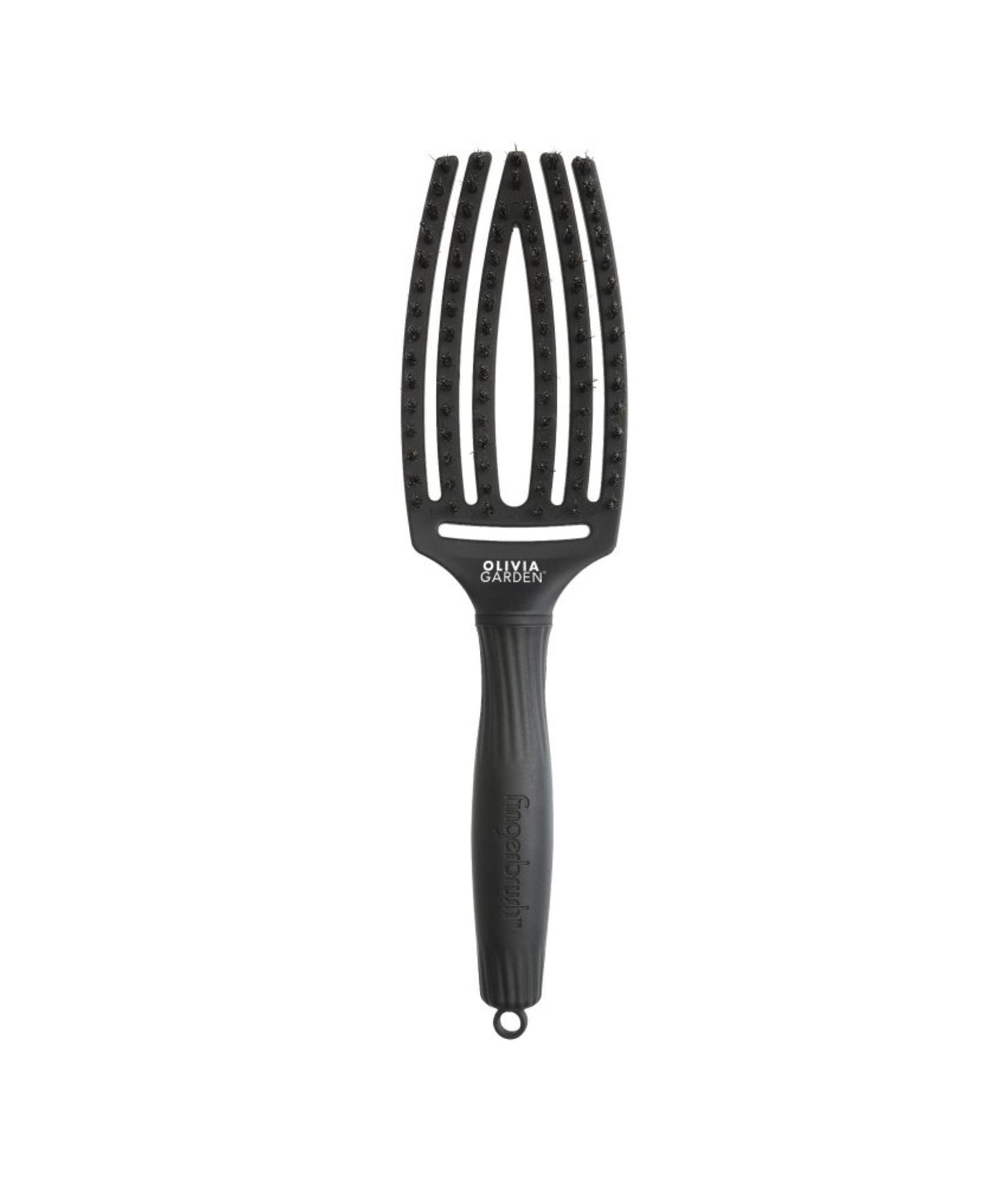 Olivia Garden FingerBrush Combo Medium Full Black – Perie Profesională Antistatică cu Peri Naturali de Mistreț și Nylon
