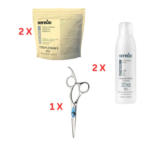 Sensus Pachet decolorant + oxidant + foarfeca Olivia Garden